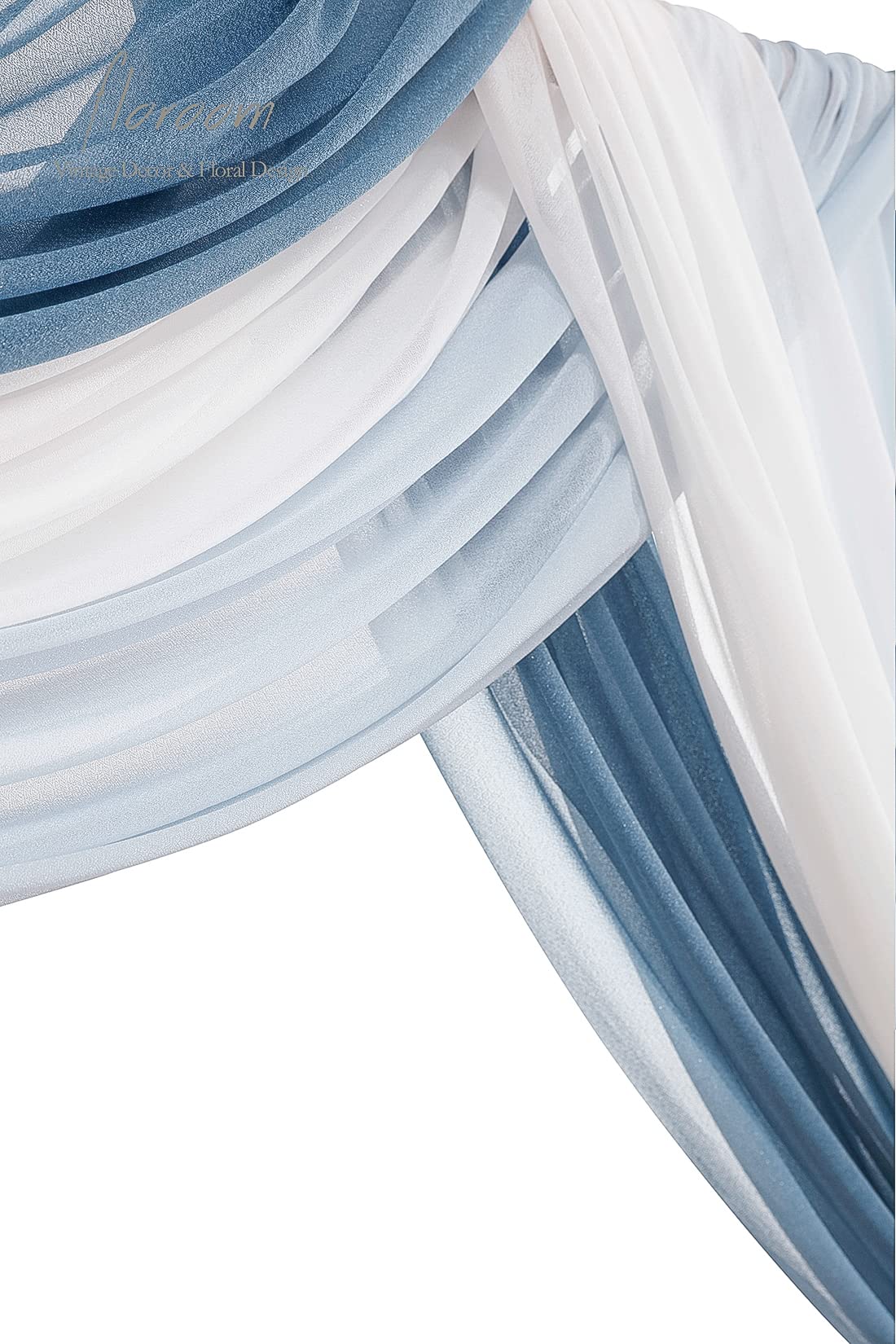 Wedding Arch Draping Fabric 3 Panels 20Ft Chiffon Fabric Drapes Arbor Drapery Wedding Ceremony Reception Swag Decorations (Dusty Blue +Powder Blue +White)