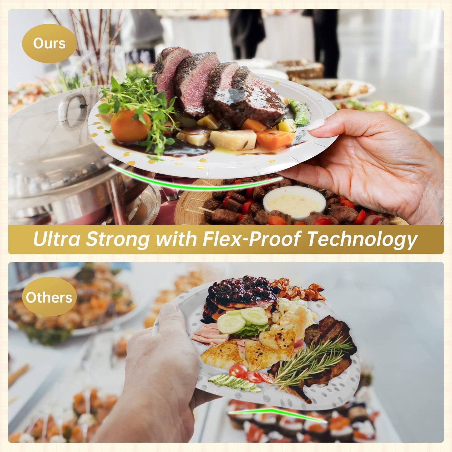 WXLDGHQ White and Gold Paper Plates Napkins Party Supplies,Disposable Gold Dot Paper Dessert Plates,105 PCS Birthday Plates and Napkins Party Supplies for Wedding(Serves 35 Guests 7")