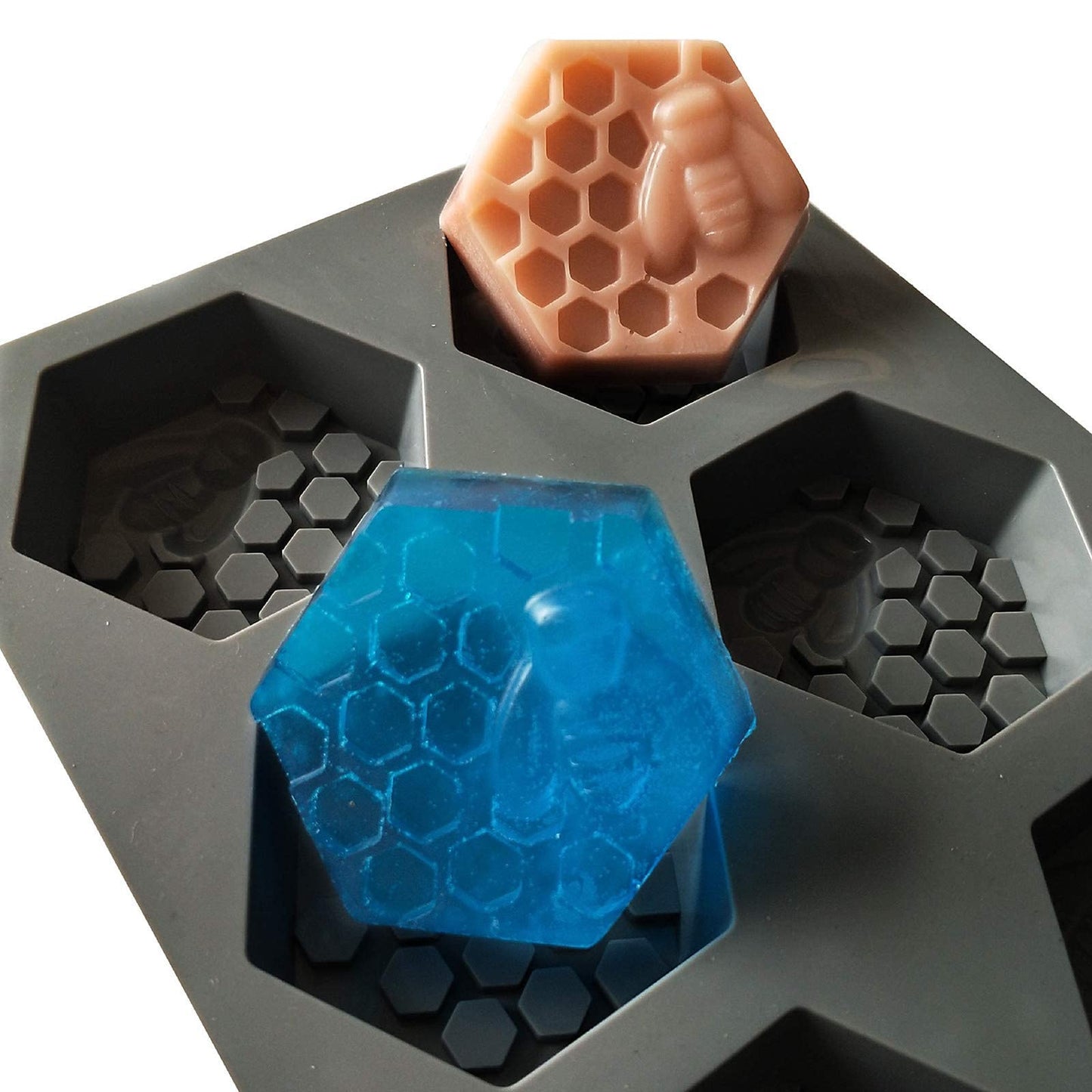 DD-life 2Pcs 3D Bee Silicone Soap Molds, Hexagonal Honeycomb Silicone Molds for Homemade Soaps Chocolate Jelly Cake Making