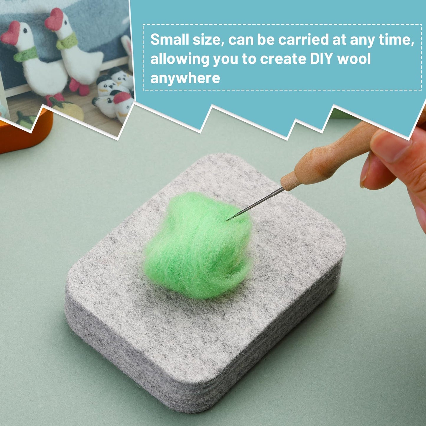 Needle Felting Pad, Grey Sponge Needle Felting Pad, 4.52"x3.34" Natural Wool Needled Felting Mat for Any Wool Felting Makeing