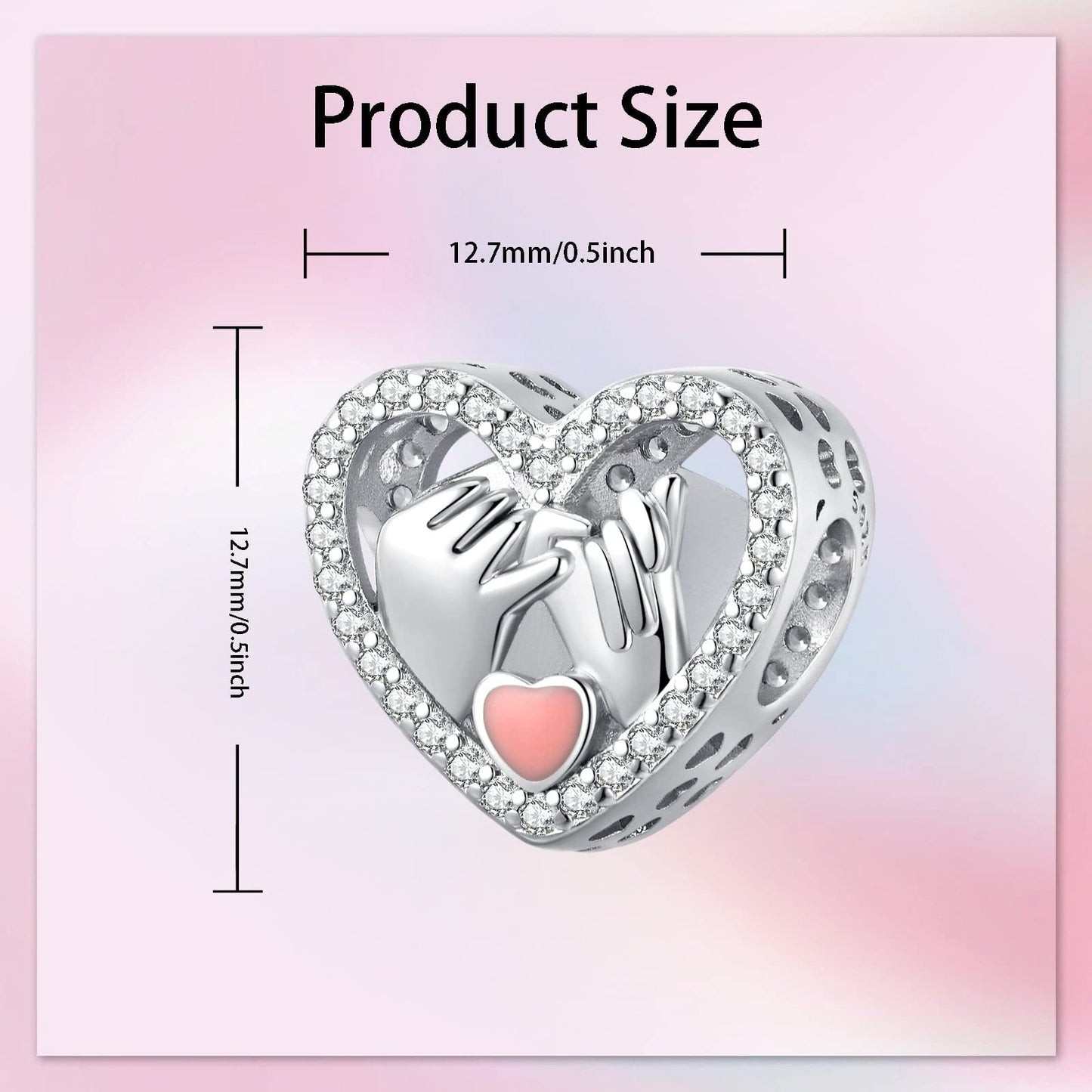 Alstade Pinky Swear Heart Charm 925 Sterling Silver Charms fits Bracelets and Necklace Pendant Bead Charms Jewelry Present for Women Family Friends