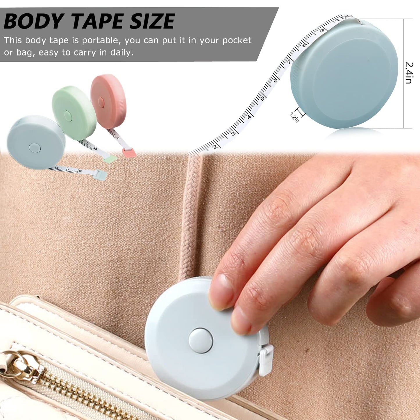 Mini Retractable Tape Measure(3 Packs) + Soft Fabric Sewing Ruler(1 Pieces), Flexible, Pocket Size, Dual Sided, 150CM Tailor Measuring Tapes for Body Measurement Weight Loss Cloth Knitting Craft