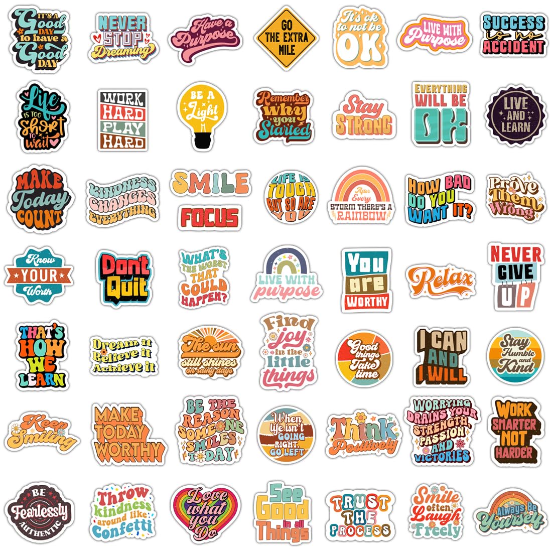100 Pack Motivational Stickers, Positive Inspirational Decals, Teacher Rewards for Phone Cases Laptops, Gifts for Summer Camp Vacations, Water Bottle Stickers for Women Teens Kids and Adults (Inspire)