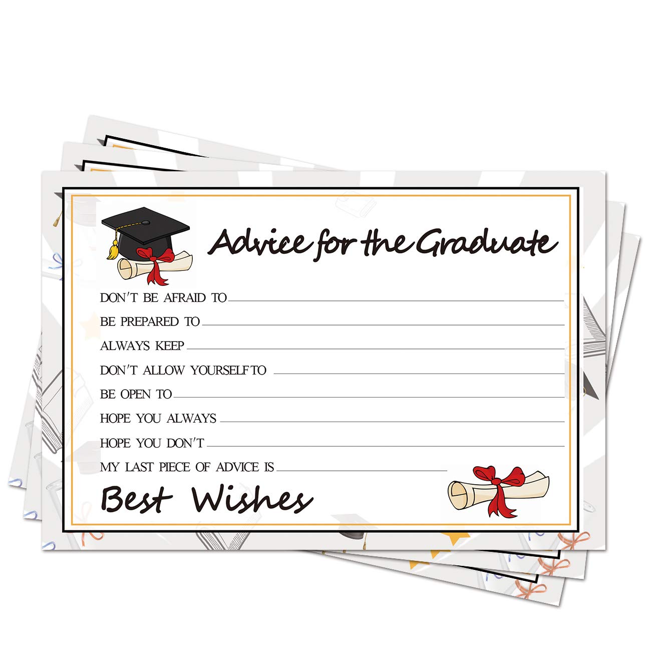 Graduation Wish Cards - 50PCs High School or College Graduation Advice Cards Supplies 2026 Decorations Grad Celebration Party Supplies for High School/College/Senior School