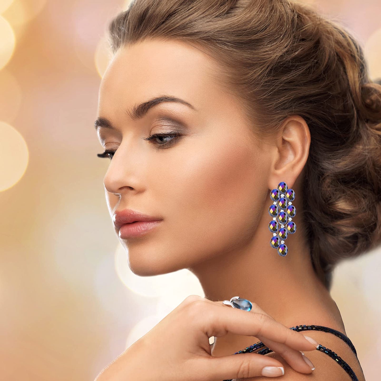 600 Pcs Crystal Glass Beads for Jewelry Making Bulk Faceted Gemstone Rondelle Loose Beads for Bracelet DIY Crafts 8 mm, 6 mm, 4 mm(Black AB Color)