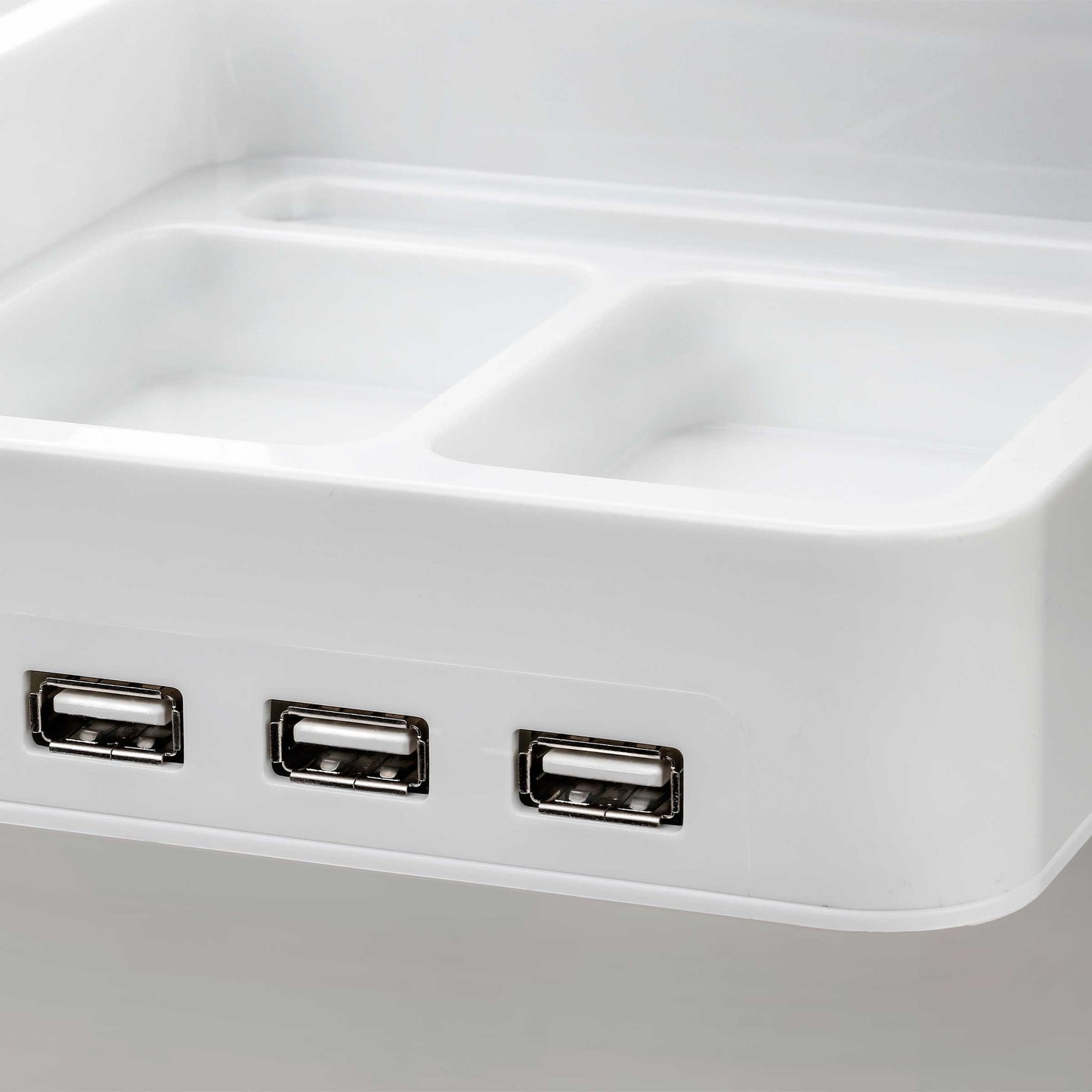 All-in-One Desk Organizer & Docking Station/Stand for iPad/iPhone/Tablets/Smartphones with 3 USB Ports