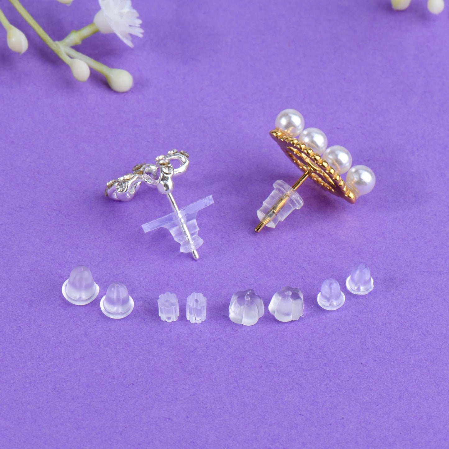 6 Styles Silicone Earring Backs for Studs/Droopy Ears/Heavy Earring, 600 Pcs Clear Soft Hypoallergenic Plastic Rubber Backs Replacements Backings Clutch Stoppers Kits