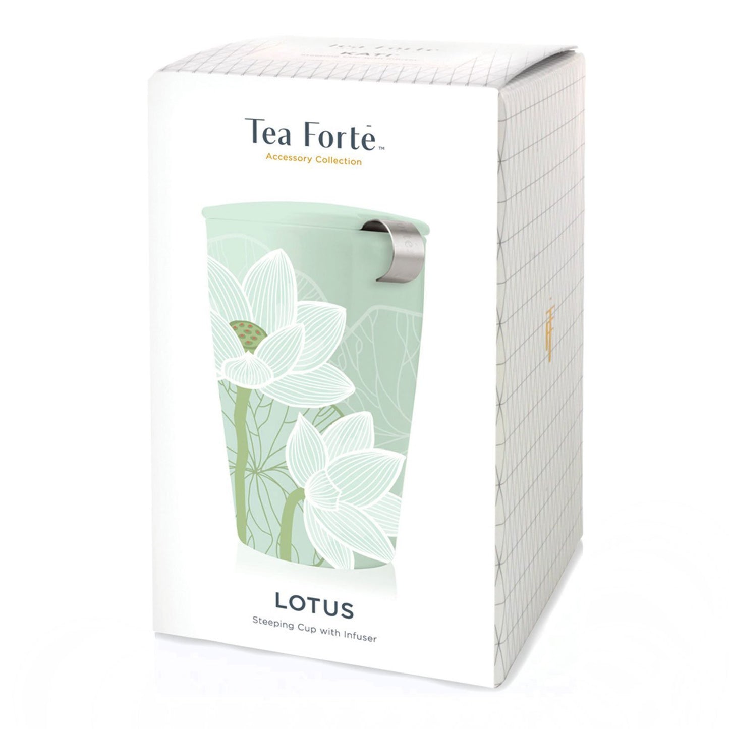 Tea Forte Double-Walled Ceramic Kati Cup, Removable Stainless Steel Infuser Basket and Lid, Steeps 12 oz Loose Leaf Tea, Dishwasher & Microwave Safe, Lotus Blossom