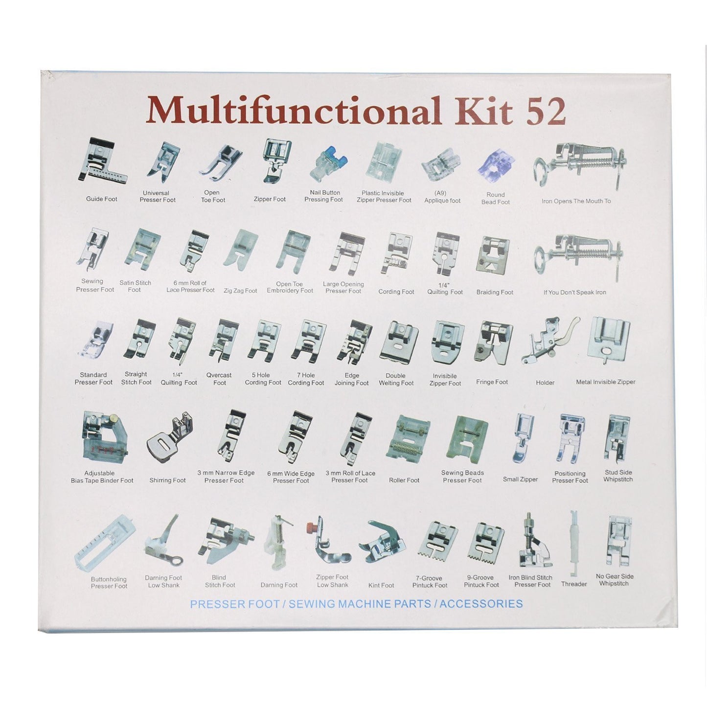 Stormshopping 52pcs Sewing Machine Presser Feet Set - Metal, Low Shank for Singer, Brother, Babylock, Janome and Kenmore