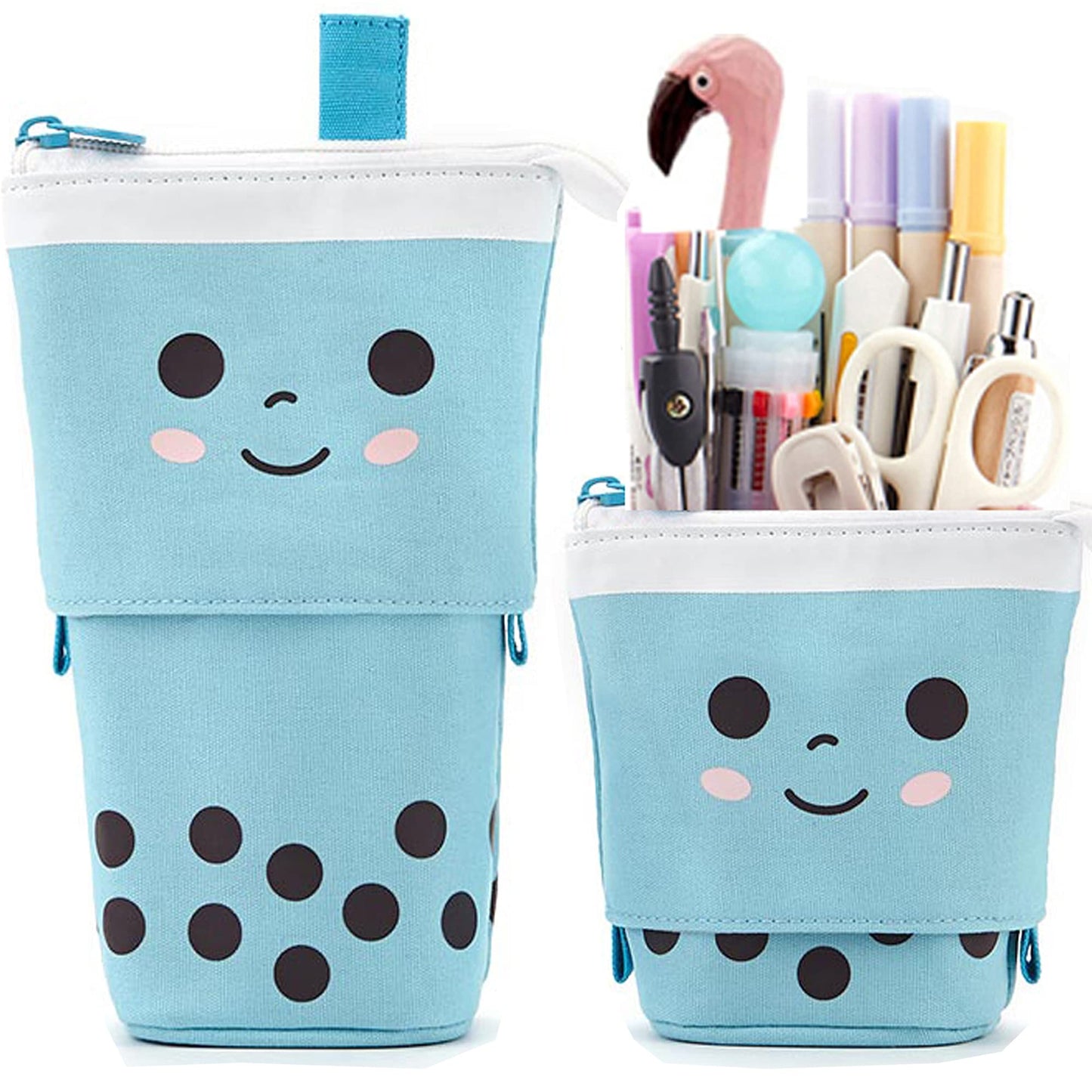 Friinder Telescopic Pencil Bag Pen Holder Pop Up Stationery Case, Stand-up Retractable Transformer Bag Standing Organizer, Great for Christmas Holiday New Year Office Bag