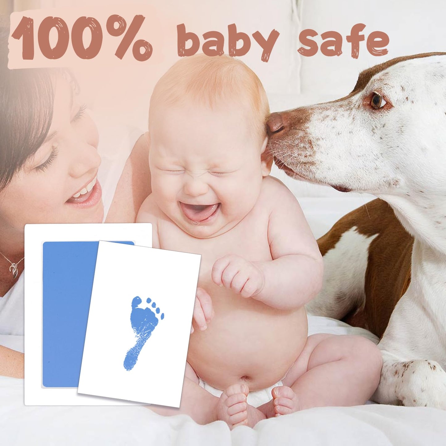 BabyQunt Inkless Baby Hand and Footprint Kit,Clean-Touch Ink Pad Kit,Safe No Mess Printing Infant Hand Foot Stamp,4 Pack Newborn Inkless Print Pads Best Keepsake or Gifts for Family