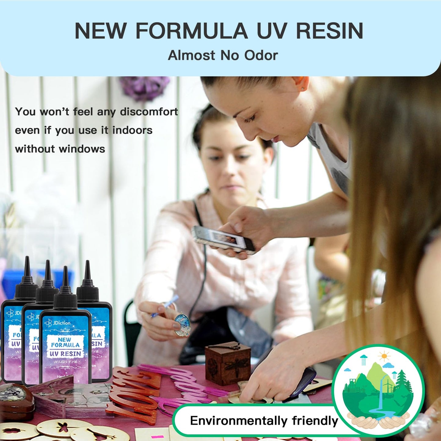 JDiction 200g UV Resin, New Formula Crystal Clear UV Resin Solar Cure Sunlight Activated Hard UV Resin Kit for Jewelry Making, Casting and Coating DIY Crafts