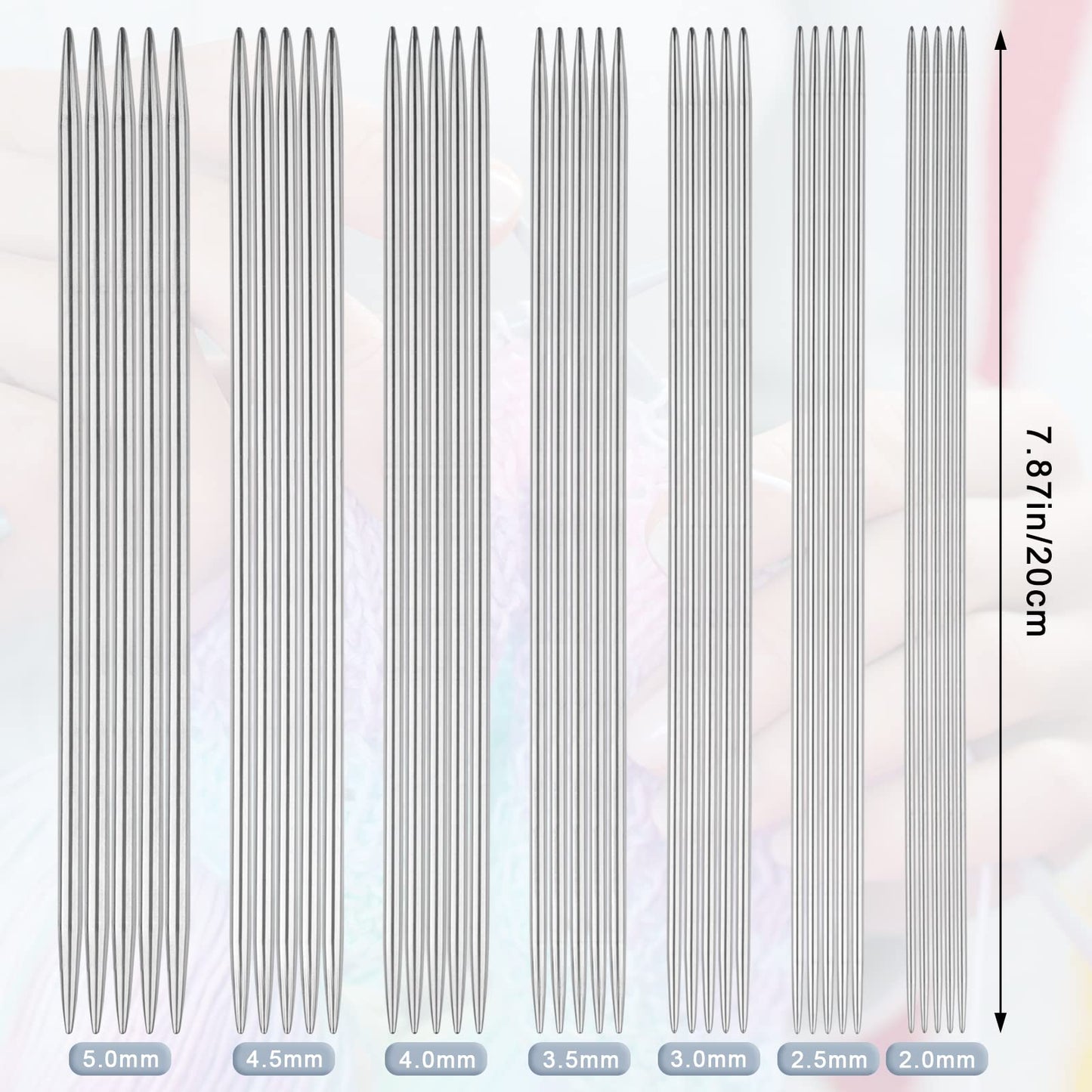 Aeelike 35pcs Short Knitting Needles Set Metal - Double Pointed Knitting Needles Stainless Steel Knitting Needles Double Ended with Case and Large-Eye Needles Stitch Markers Scissors Knitting Supplies