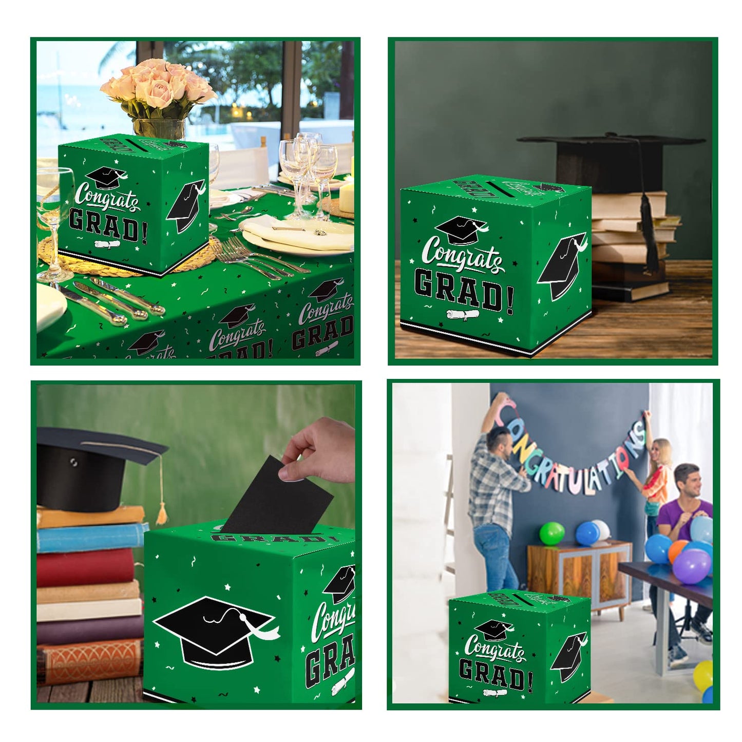 Gatherfun Graduation Party Decorations Graduation Box Graduation Card Box for Graduation Gift Graduation Party Favors Decor Party Supplies Green