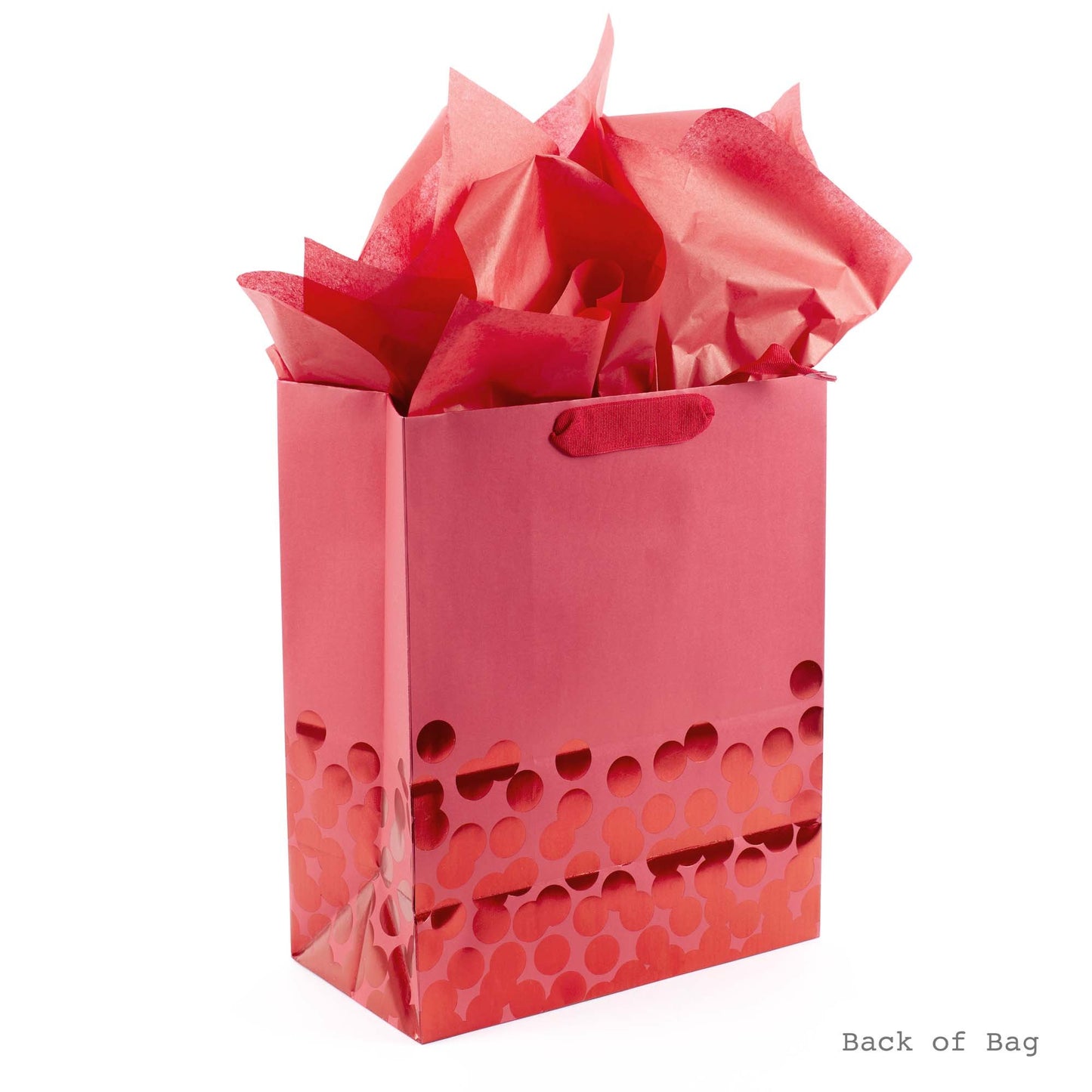 13" Large Gift Bag with Tissue Paper (Red Foil Dots) for Christmas, Father's Day, Birthdays, Graduations, Valentines Day, Sweetest Day or Any Occasion