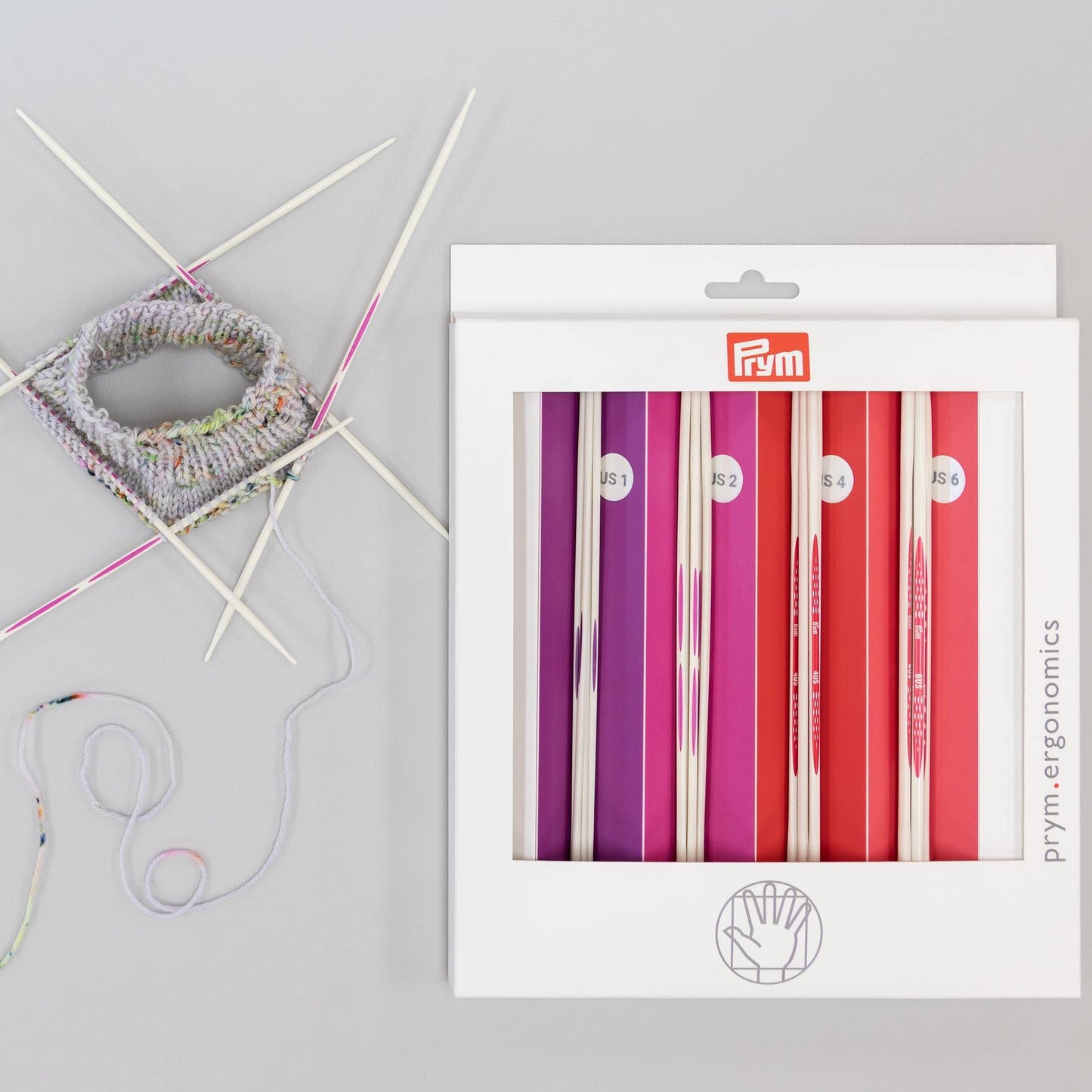 Prym Ergonomics 8" Double Point Set, Size US 1, 2, 4 & 6 Knitting Needles, Assorted 20 Count