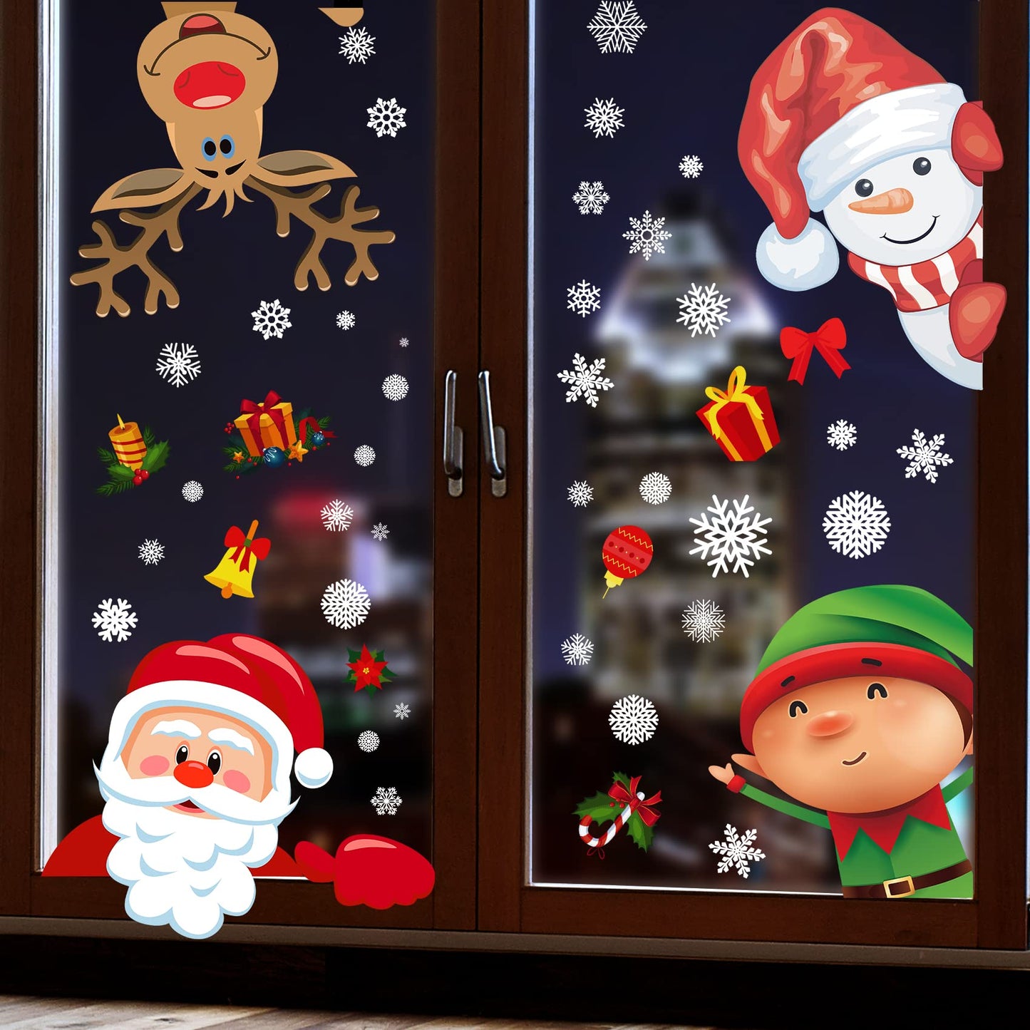 Christmas Decorations - Christmas Window Clings Decorations Stickers Indoor - Snowflakes Window Clings Decor for Home Office Classroom