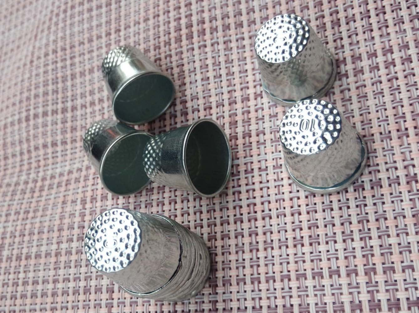 LGEGE 30PCs Silver toned Vintage DIY Crafts Metal Sewing Thimbles, Sewing Thimble (Size (Approx):19mm x 18mm)