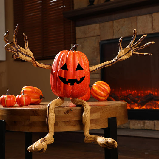 Arrowbash Set of 4 Bendable Pumpkin Arms and Legs Scary Outdoor Halloween Pumpkin Decor Spooky Vine Design Halloween Outdoor Decorations for Outside Porch Yard