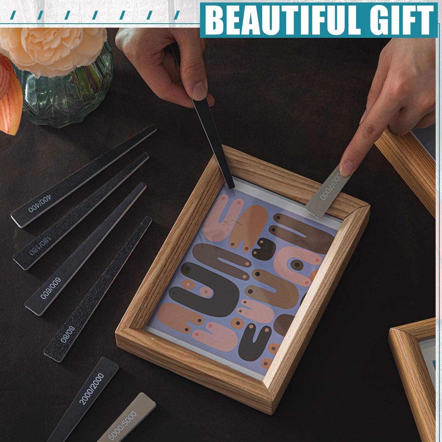 20 Pcs Sanding Sticks for Plastic Models Polishing Sticks Assorted Metal and Wood Sanding Tools Accessory for Model Craft Amateur Beginner(Low Grits and High Grits,Groovy Style)