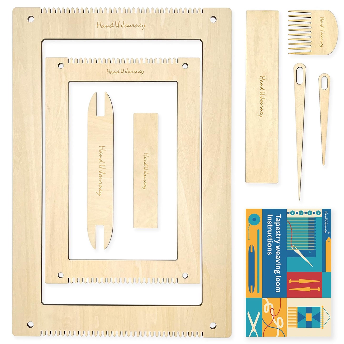 Wool Queen Rectangle Weaving Loom Kit - 2 Sets with Weaving Needles and Tools, Perfect for Beginners and Weaving Enthusiasts, 11''x16.5'' and 7.8''x11.7'' Large Sizes