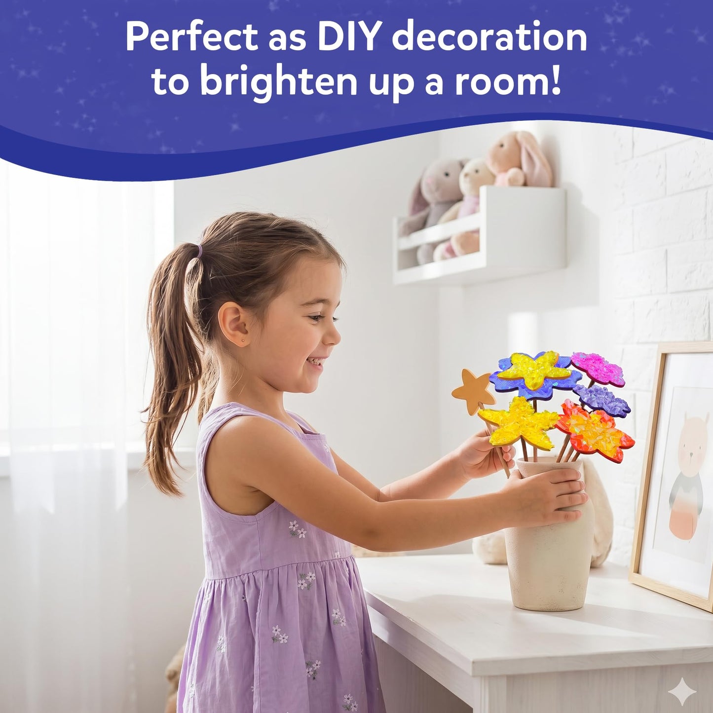 Skillmatics Poke-in Art - Flower Bouquet, DIY Wood Craft Kit, Mother’s Day Gift, Mess-Free Creative Play for Girls and Boys Ages 4, 5, 6, 7, 8, 9, Fine Motor Skills, Screen-Free Fun