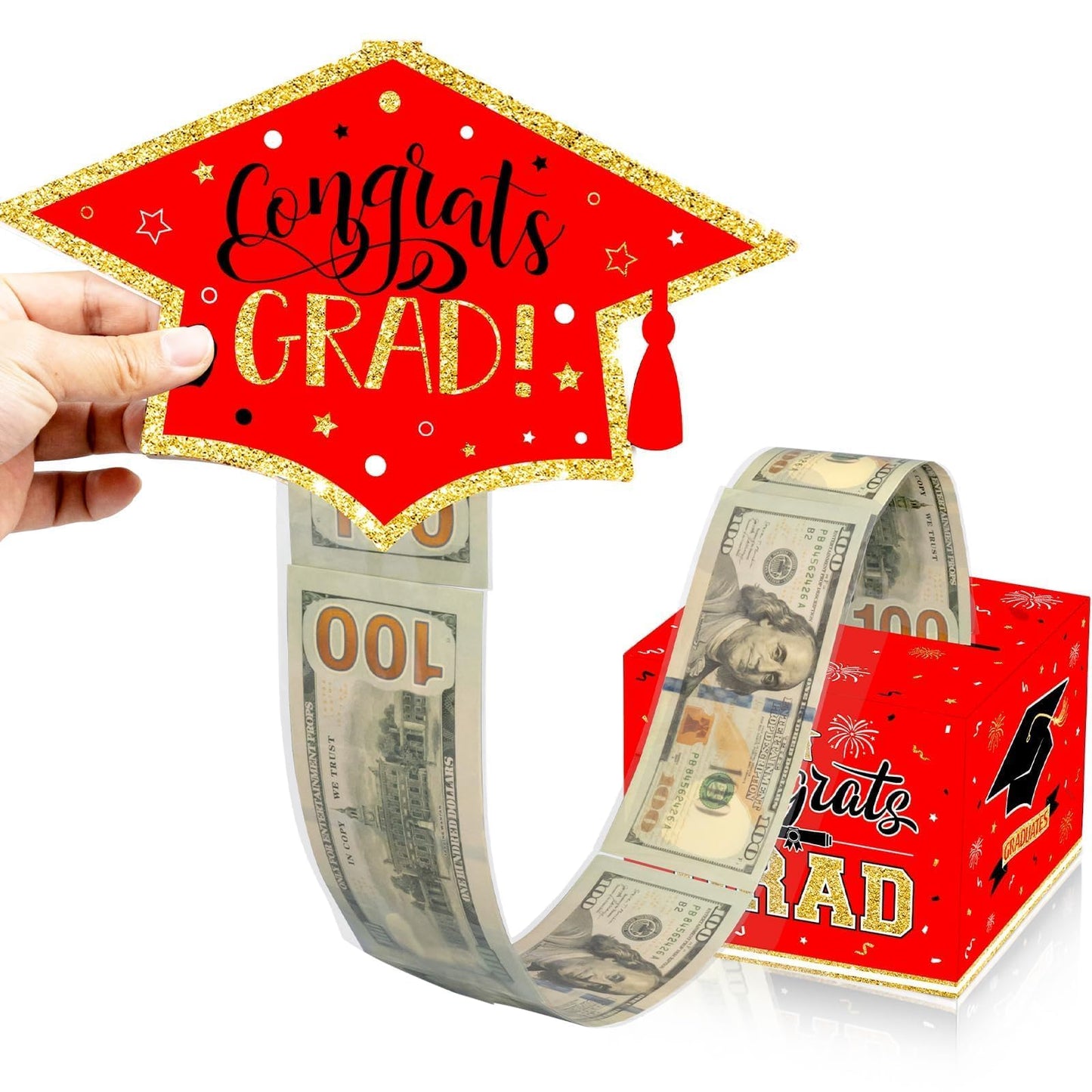 VABAMNA 2026 Graduation Gifts, Class of 2026 Money Gift Box, Funny Surprise Cash Gift Idea Kit for Boys Girls College High School Congrats Grad Black Red