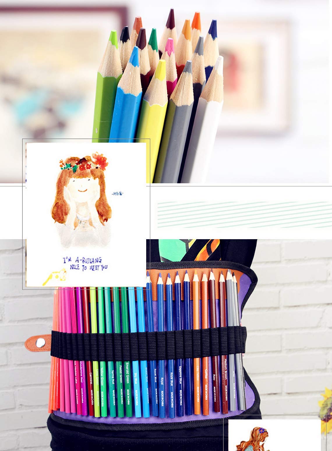 ARZASGO 36 Colored Pencils Set, Artist Coloring Pencils for Adult Coloring Books, Artist Sketch, Premier Drawing Pencils with Canvas Roll-up Pouch Bag and Pencil Sharpener
