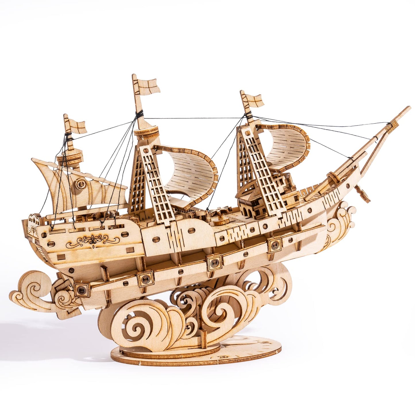 RoWood 3D Wooden Puzzle for Adults, Vintage Wooden Watercraft Model Sailboat Kit to Build, Best Gift Ideas Crafts Kit for Adults - Sailling Ship