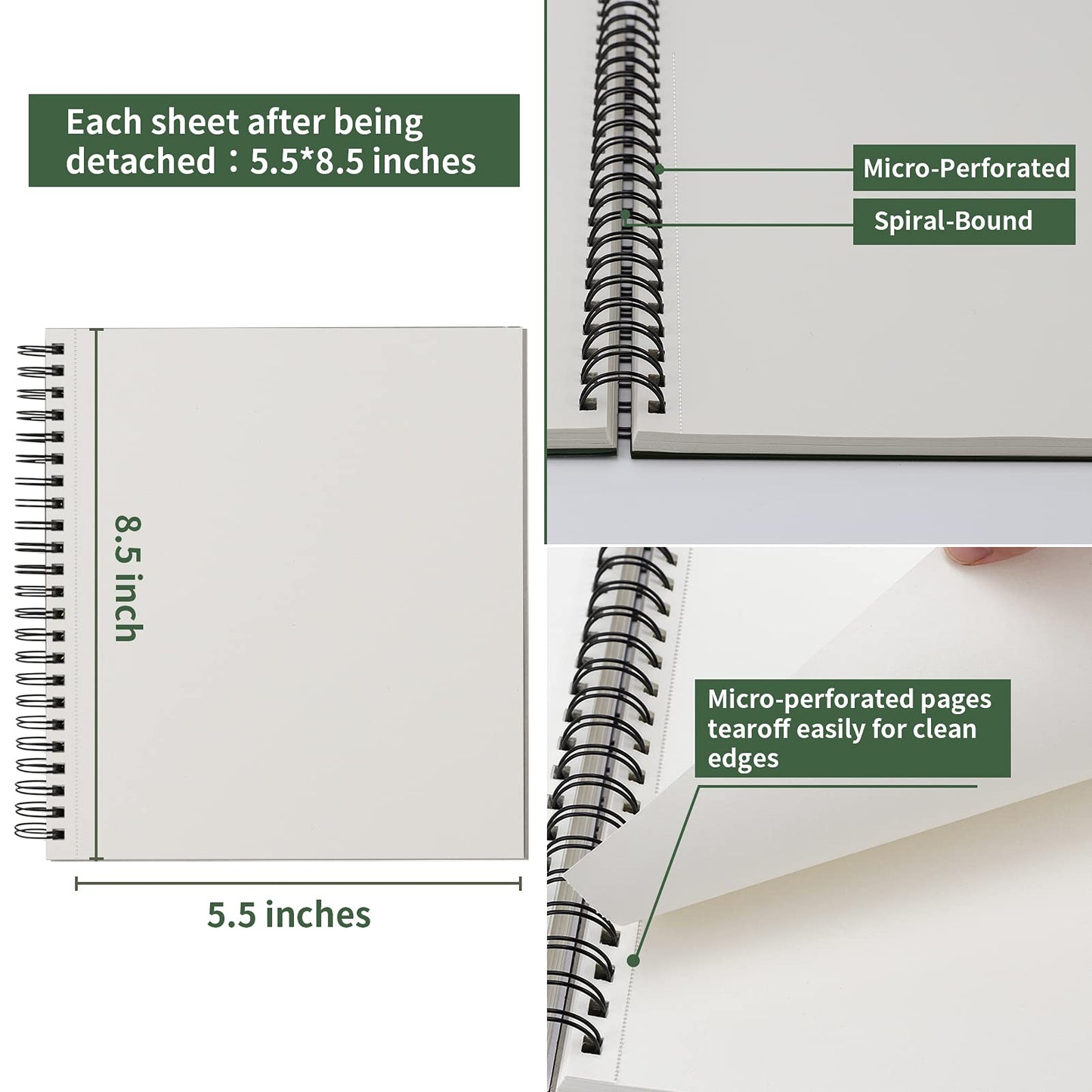 Sketch Book 5.5 X 8.5 inch, Artist Sketch Pad (Pack of 3), 300 Sheets (68lb/100gsm) Spiral Bound Sketchbook, 100 Sheets Each, Acid Free Drawing Paper, Suitable for Adults & Teens