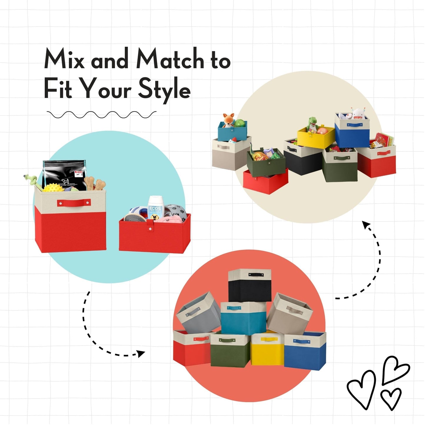 2pc Folding Storage Bins Set - 10.5” Bin Organizers with Handles - Black Closet Organizers & Storage for Toys, Games, Shoes - Foldable Cube Storage Organizer Bins for Playroom, Nursery