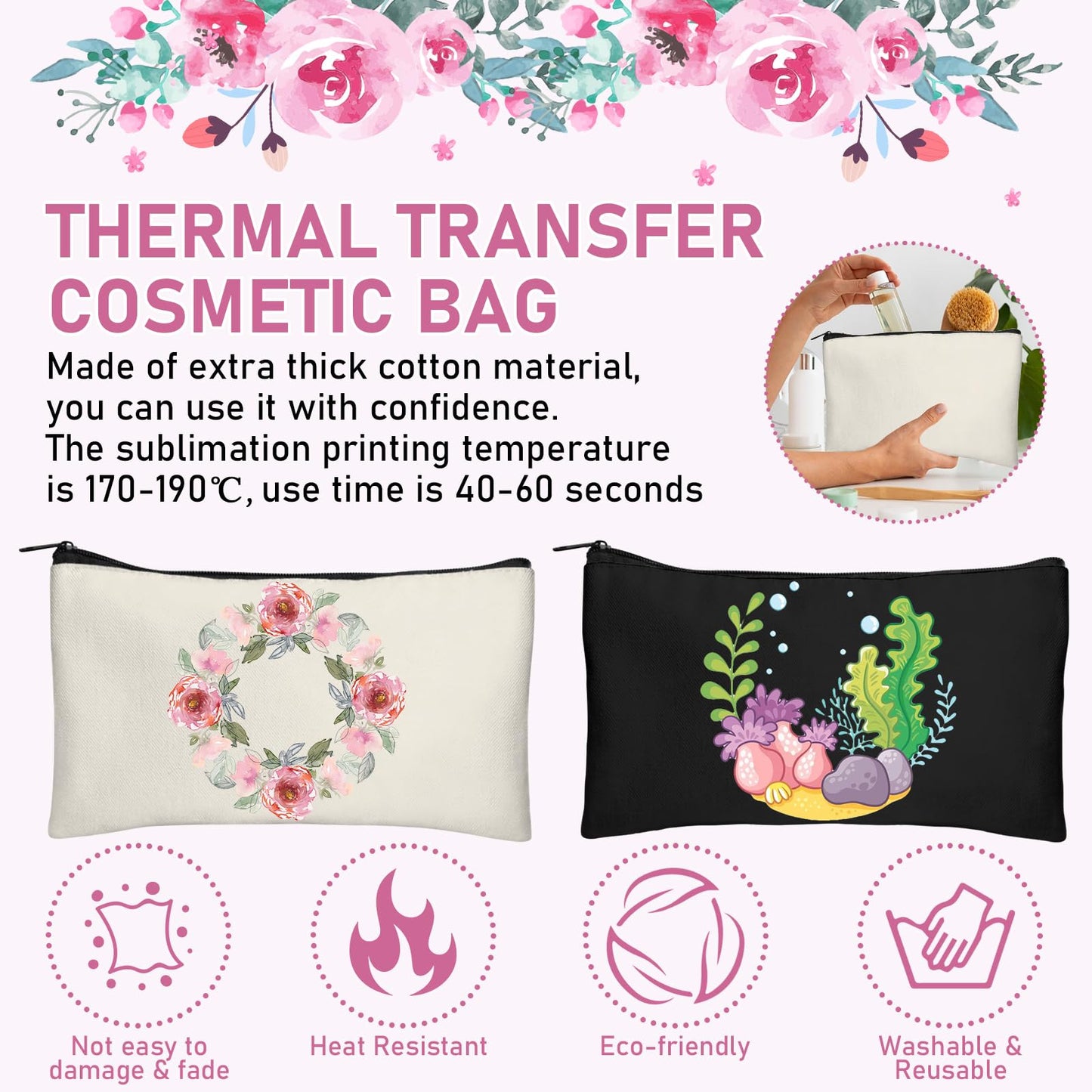 Legigo 20 Pack Blank DIY Craft Bag Canvas Pencil Case Blank Makeup Bags- Beige & Black Canvas Pencil Pouch Bulk Canvas Cosmetic Bag Travel Toiletry Bag Canvas Zipper Bag for Over 36 Months Years Kid