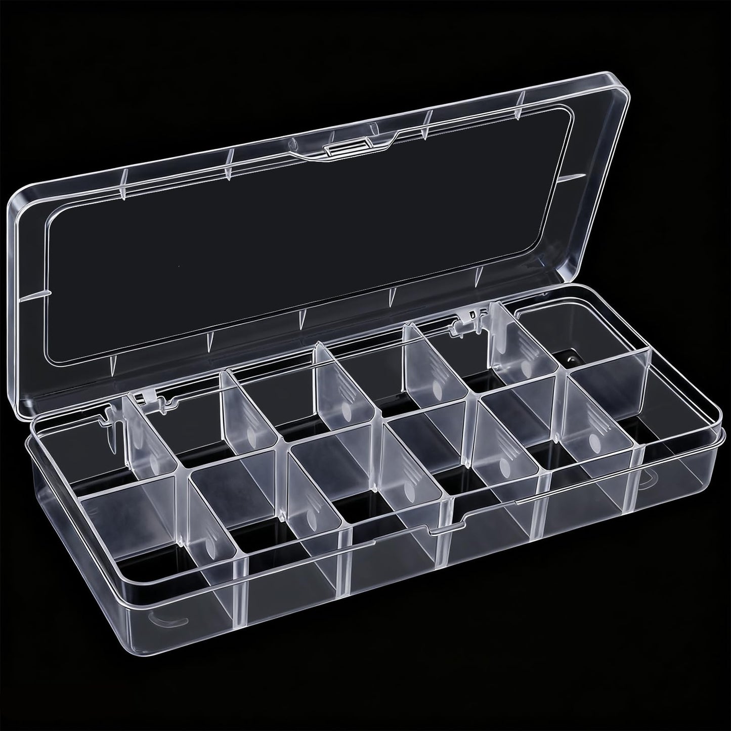 DUOFIRE Clear Plastic Bead Organizer Container Storage Box Adjustable Dividers Removable Grid Compartment for Jewelry Beads Earring Container Tool Fishing Hook Small Accessories(12 Grids)