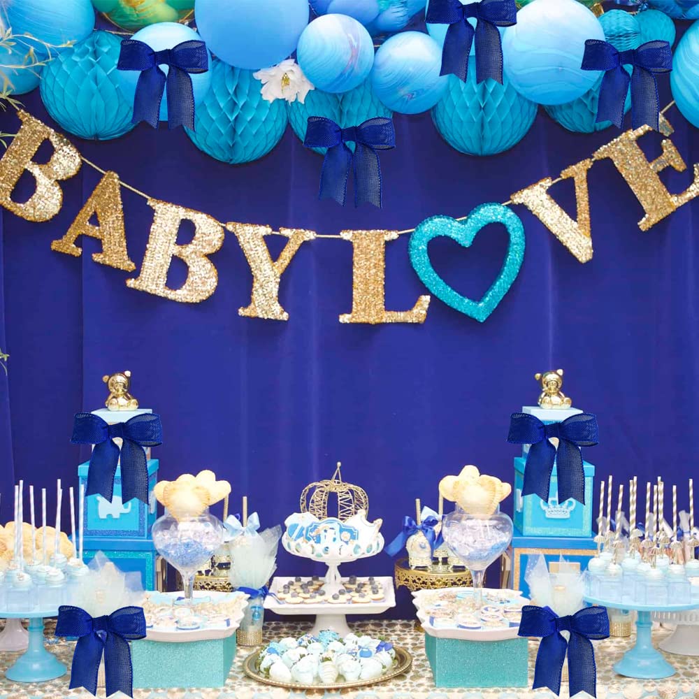 TONIFUL Burlap Royal Blue Wired Ribbon, 1 1/2 inch 10 Yard Jute Ribbon for Decoration Bows Tree Toppers Ribbons Craft Gift Wrapping Wreath Sewing, for Winter Christmas Wreath Decor