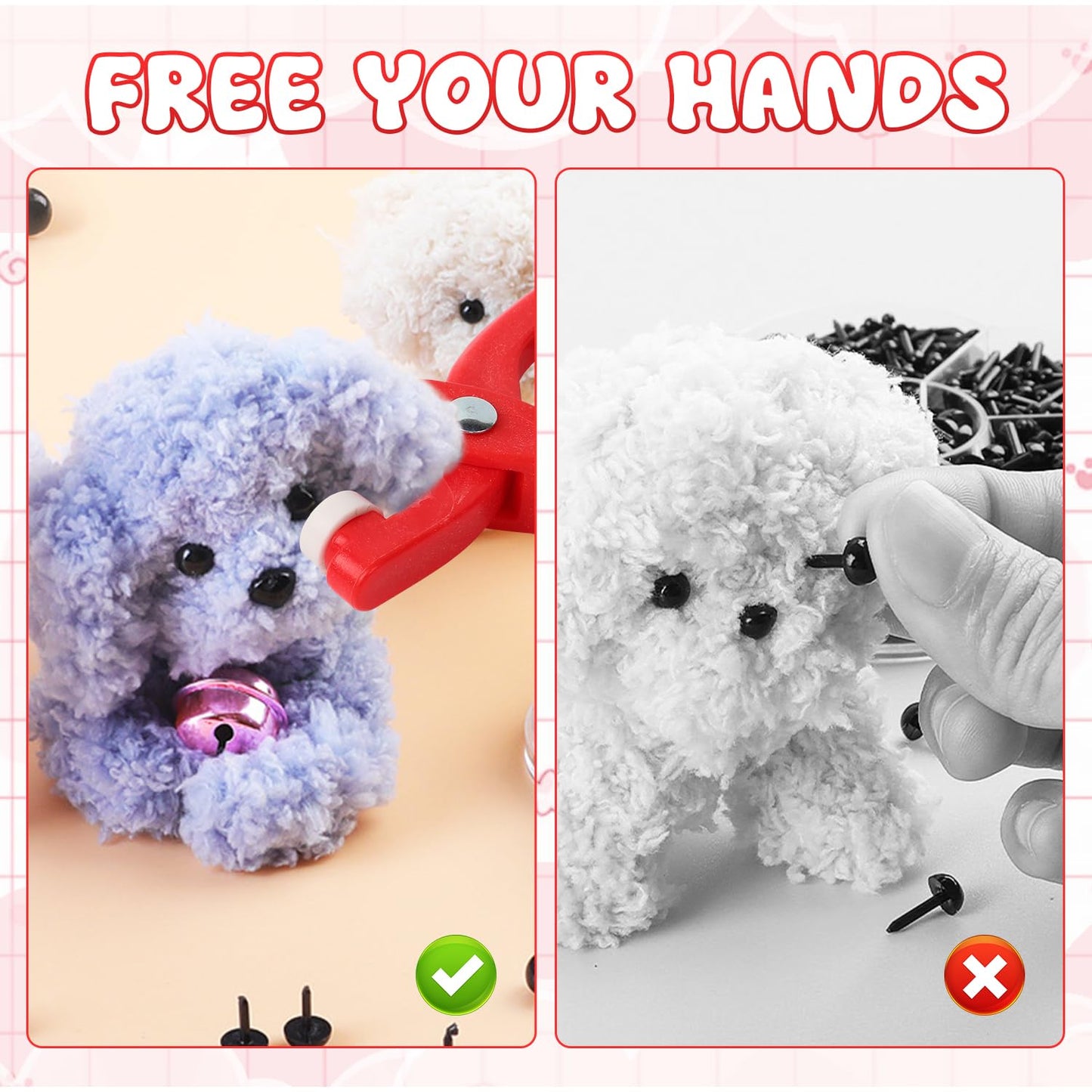 Latonyar Safety Eye Tool for Crocheting, Eye Snapper Crochet Tool, Auxiliary Tool for Attaching for Crocheting Eyes Crochet Tools for Crochet & Stuffed 6-12mm Animal Eyes Making Supplies Tool (Red)