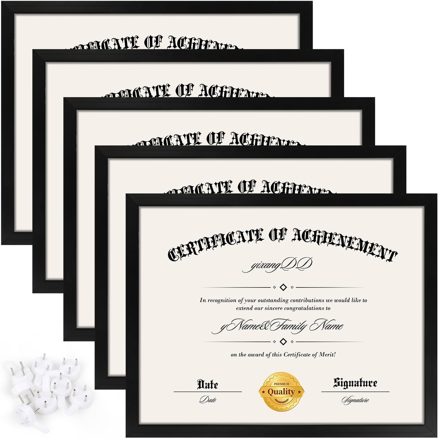5 PACK Certificate Frames 8.5 x 11,Black Diploma Frame Document Frame with Clear Plexiglass,Picture Frames for Tabletop and Wall Display