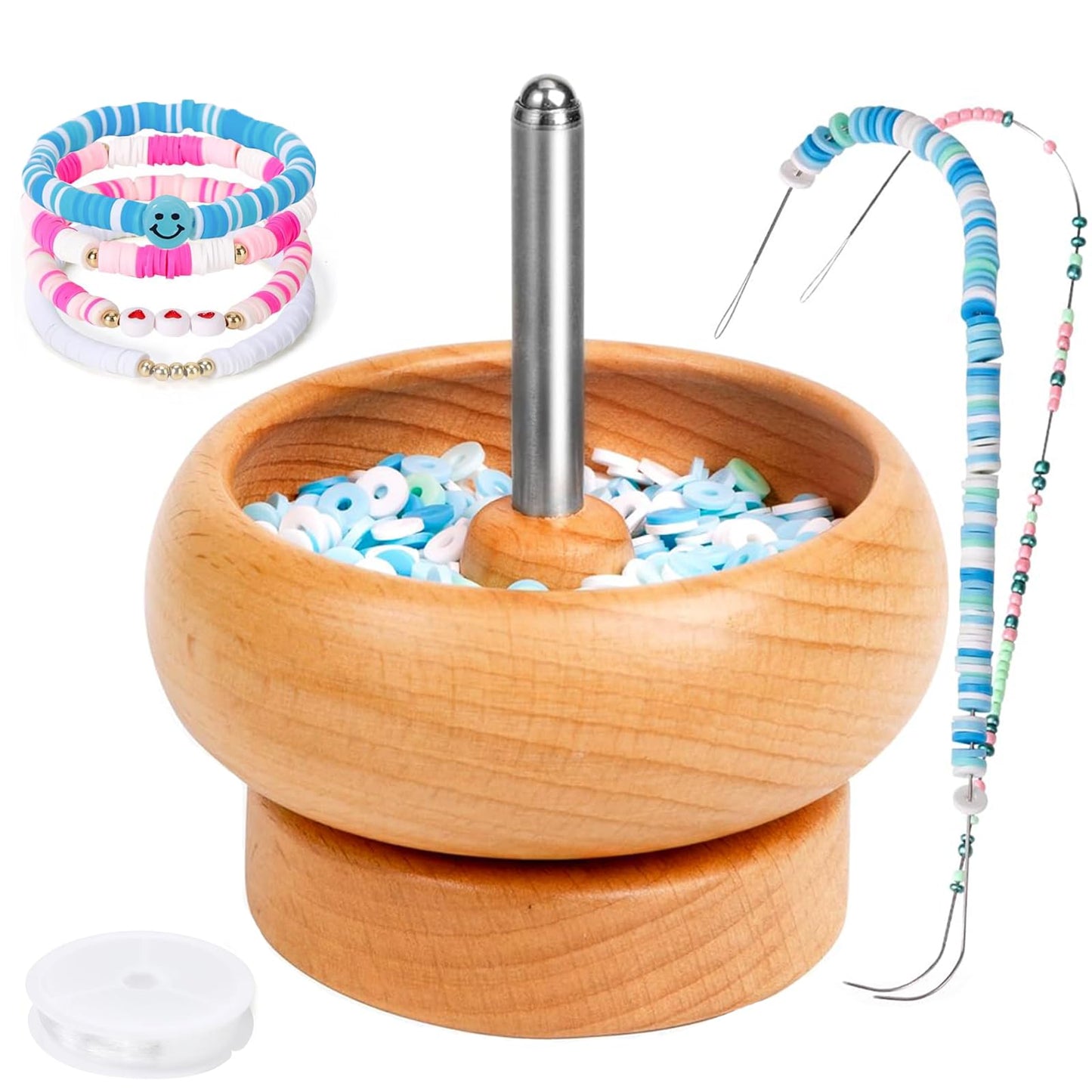 Karsspor bead spinner for Jewelry Making, bead spinner Kit with 3000 PCS Seed Beads, Beading Needles, Beading Tools, Bowl for Waist Chains, Bracelets, Necklaces
