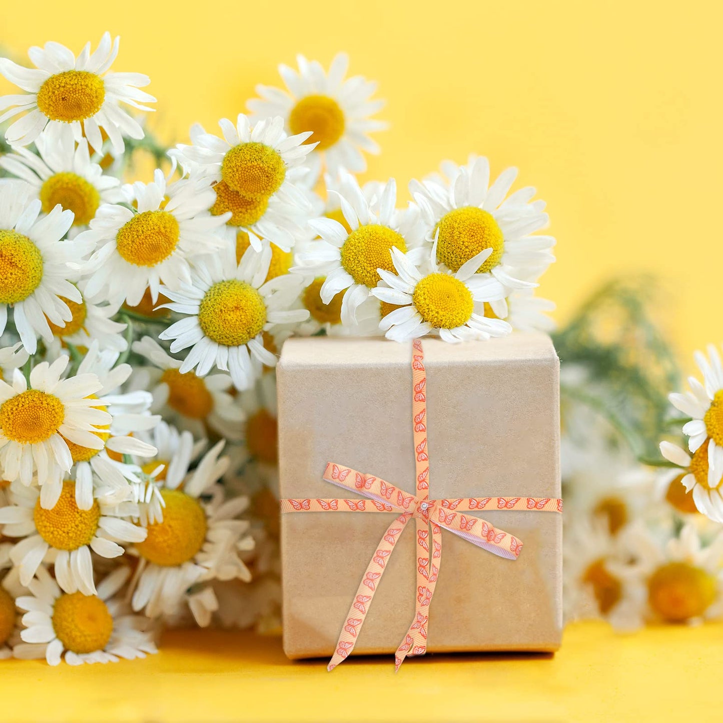 12 Rolls Groovy Retro Hippie Boho Ribbon Rainbow Butterfly Daisy Flower Craft Ribbon 60 Yards 3/8 Inch Printed Grosgrain Fabric Ribbon for Wreath Bow Making DIY Crafts Wrapping