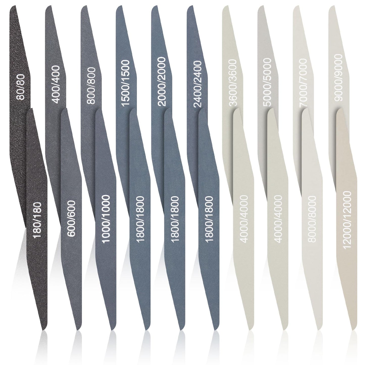 Honoson 20 Pcs Sanding Sticks for Plastic Models Polishing Sticks Assorted Metal and Wood Sanding Tools Accessory for Model Craft Amateur Beginner (Low Grits and High Grits,Double Angle Shape)