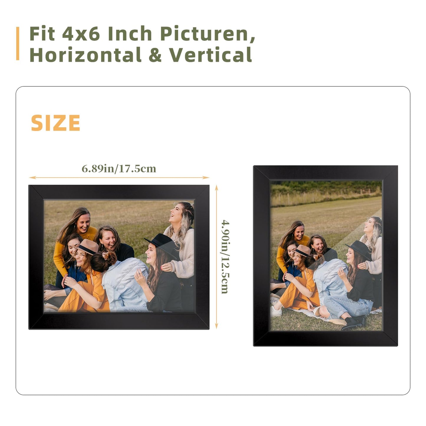 4x6 Picture Frame Set of 5, Photo Frames for 4x6 Pictures Wall Gallery Black 4x6 Frames Tabletop or Wall Mount Display for Prints, Photos, Paintings, Landscape and Kids Artwork (Black)