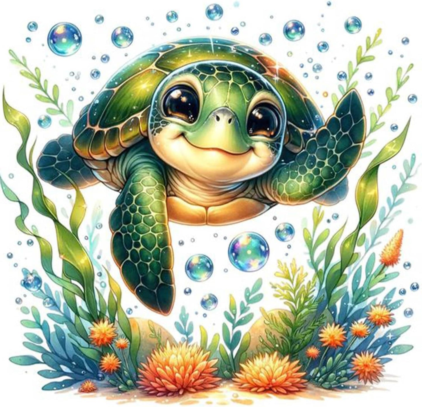Sea Turtle Cross Stitch Kits for Adults Beginner,Counted Cross Stitch Kits Printed Stitching Cute Patterns Dimensions Needlepoint Art Crafts Embroidery Kits for Adults Beginners (13.7x13.7 inch)