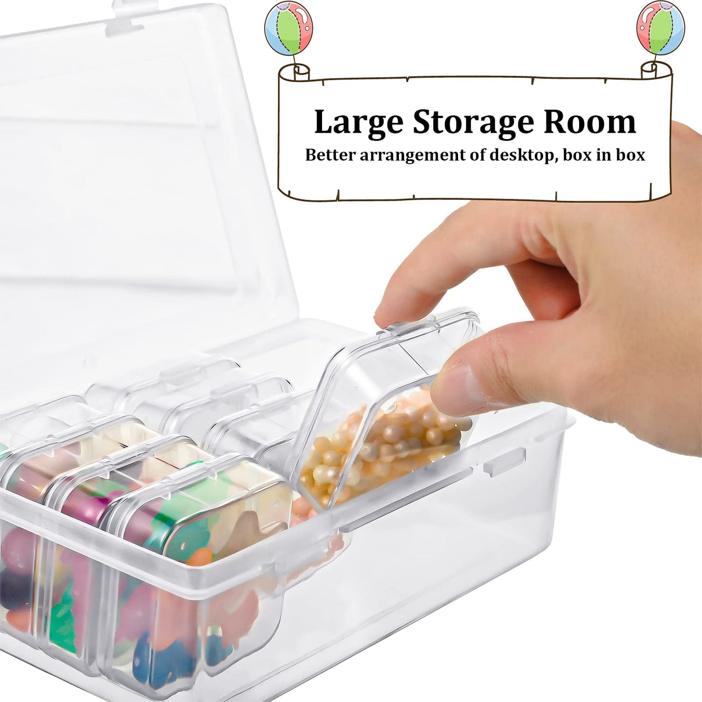 12 Pieces Small Clear Plastic Beads Storage Container and Organizer Transparent Boxes with Hinged Lid for Storage of Small Items, Jewelry, Diamonds, DIY Art Craft Accessory (2.12 x 2.12 x 0.79 inch)
