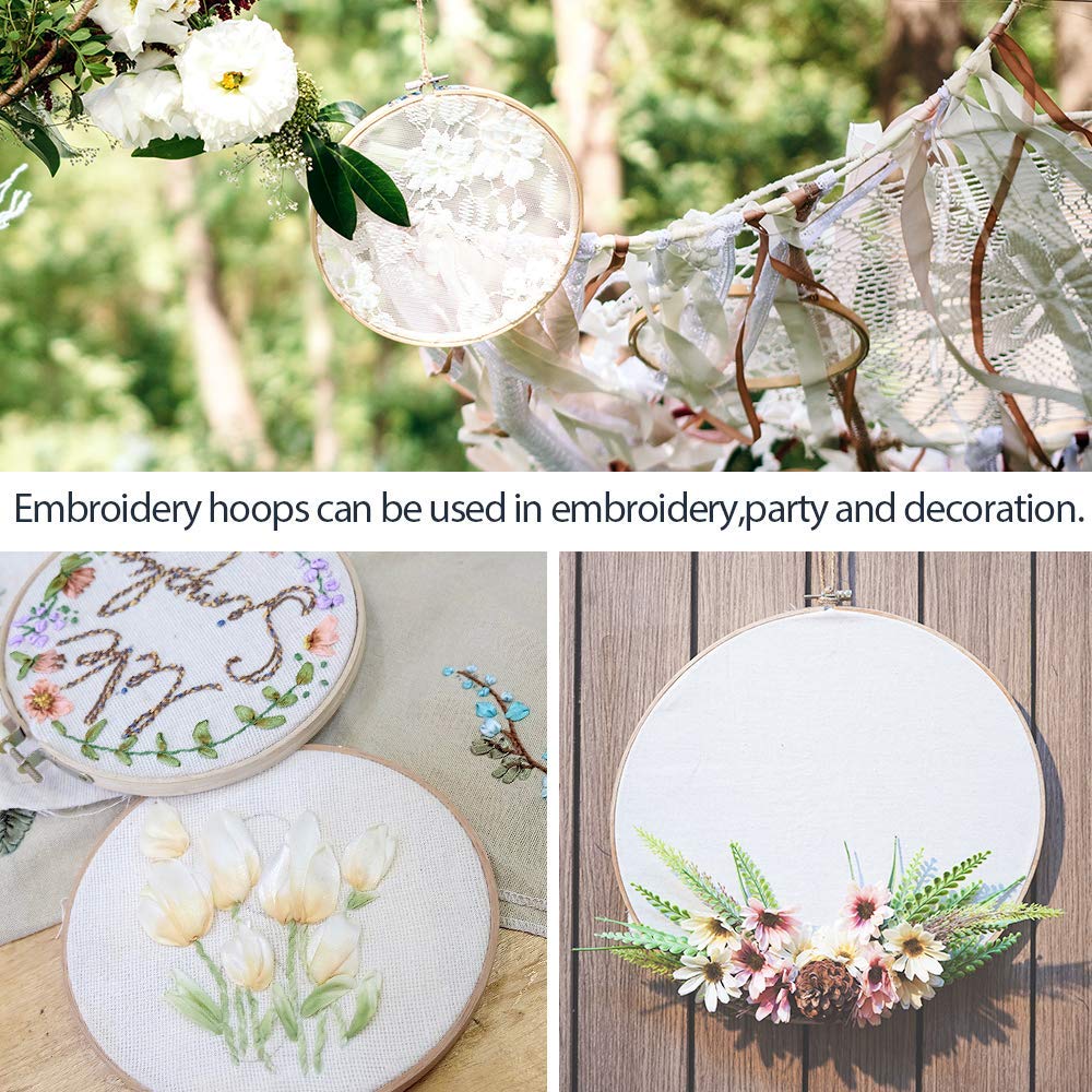 7 Pieces 7 Sizes Embroidery Hoops Set 4 inch to 12 inch Circle Cross Stitch Hoop Rings for Craft Sewing and Ornaments