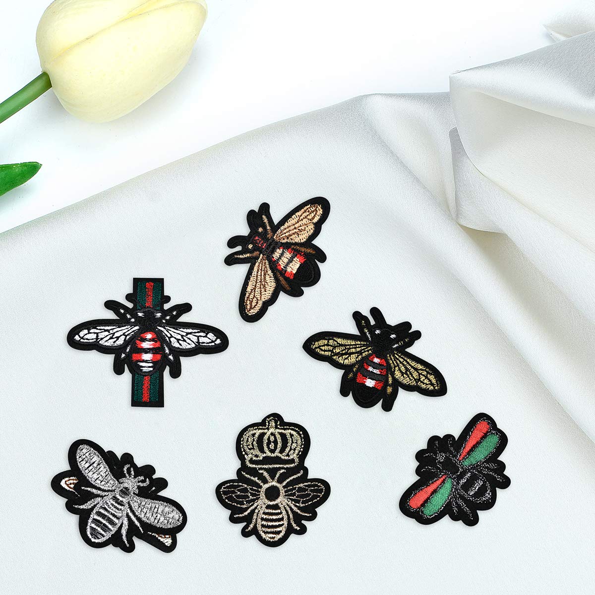 PGMJ 24 Pieces Cute Insect Patches Applique Sew Iron on Embroidered Sewing Iron on Bees Patches Sewing Patch Bags Jackets Jeans Clothes Caps (K27_1)