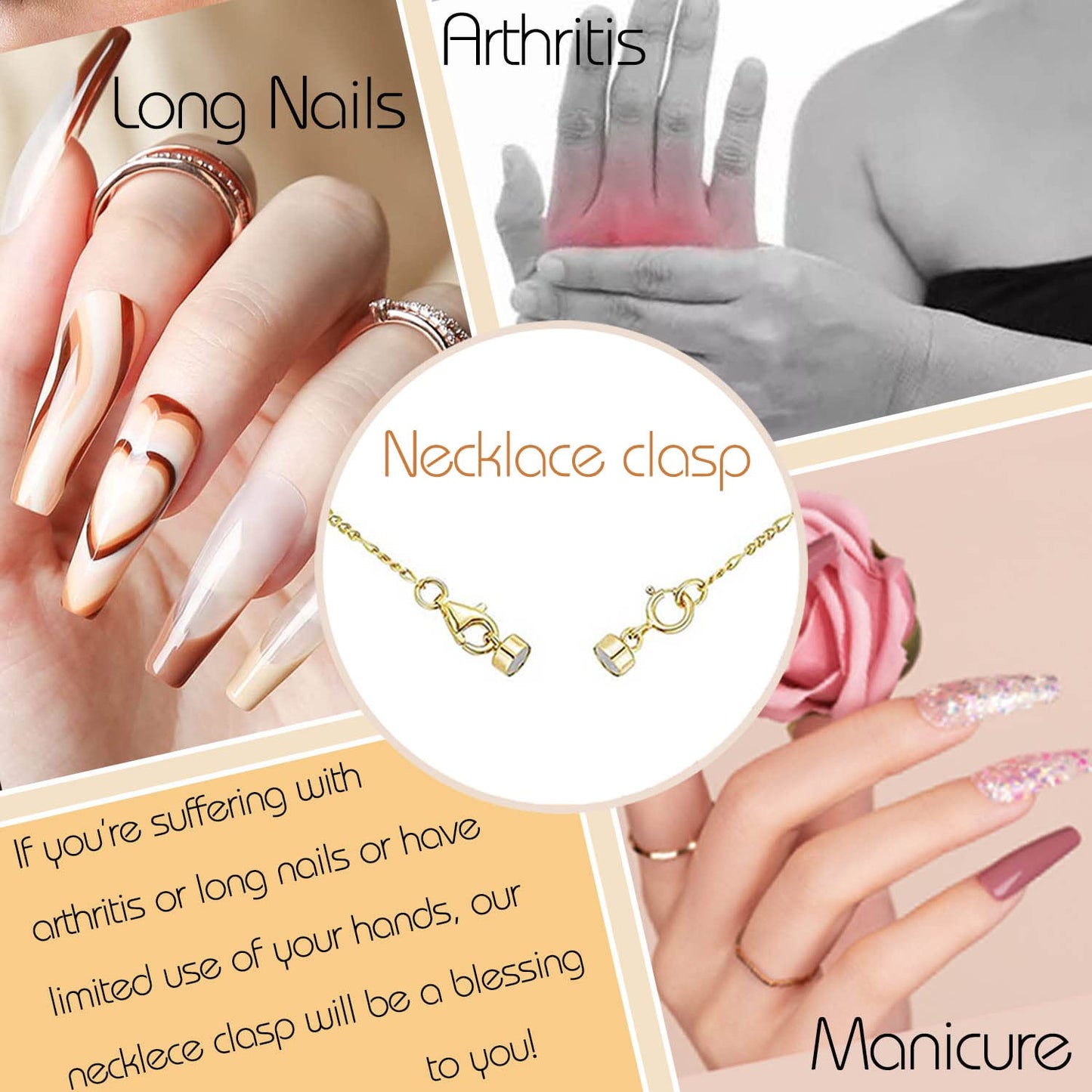 Magnetic Necklace Clasps and Closures 18K Gold and Silver Plated Bracelet Converter Clasp,Suitable for Necklaces Chain Extender