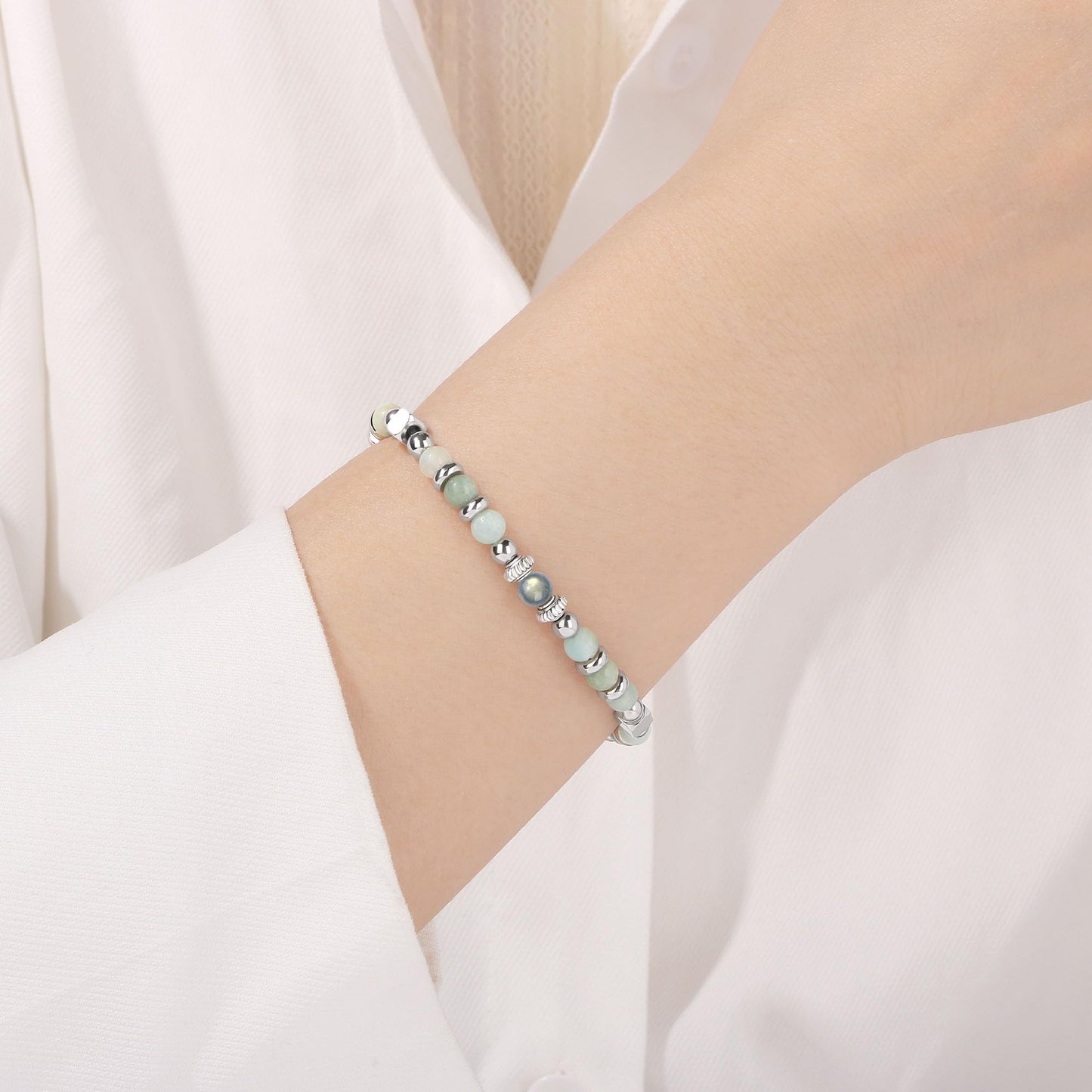 JoycuFF Mom Gifts, Mothers Day Birthday Gifts for Mom from Daughter Son, Christmas Valentines Day Ideas Present for Mother Mama Amazonite Moonstone Bracelets for Women