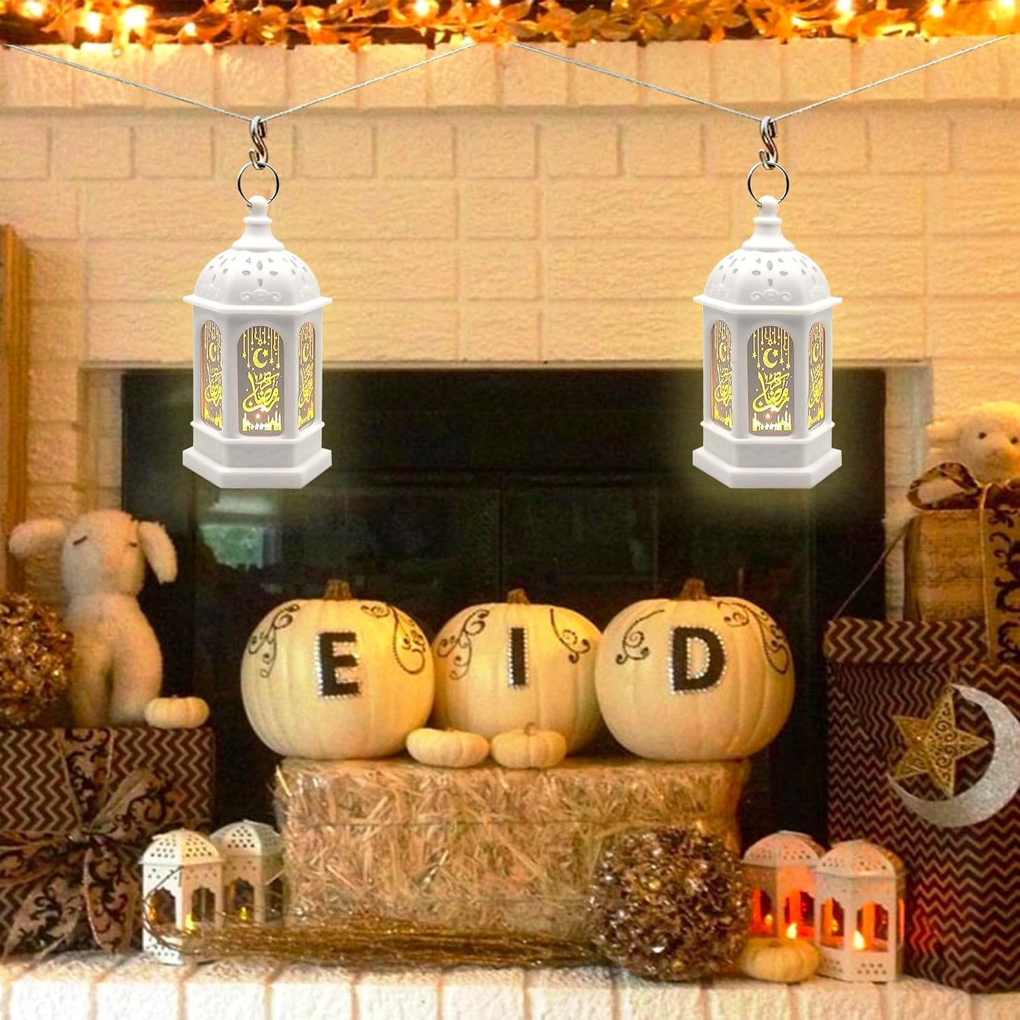 Ramadan Lantern Lights 2 Pack, Ramadan Decorations, Eid Decorations for Home, Mini Ramadan Lights, Eid Mubarak Decorations, Ramadan Eid Gifts, Ramadan Decorations for Home Party Table Windows