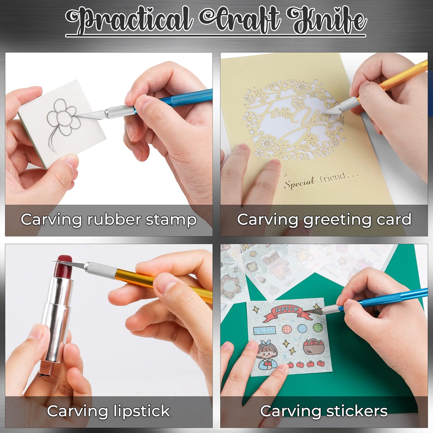 DIYSELF Exacto Knife, 2 Exacto Knives with 40 Spare Exacto Blades, Craft Knife, Hobby Knife, Precision Knife, Exacto Knife Set for Crafts, Arts, Modeling, Scrapbooking, Exacto Knife Blades (#11#16#17)