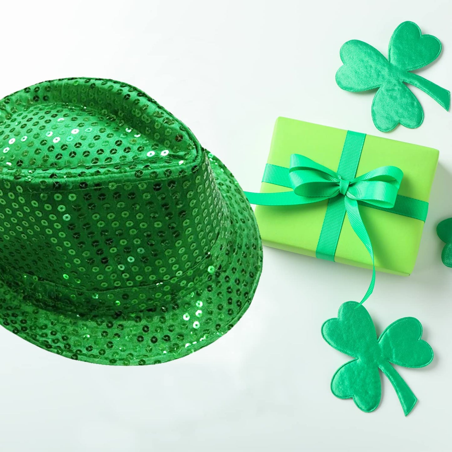 St. Patricks Day Irish Hat Green Sequin Fedoras Leprechaun Headwear Costume Cosplay Accessories Unisex Adults Funny Party Hats