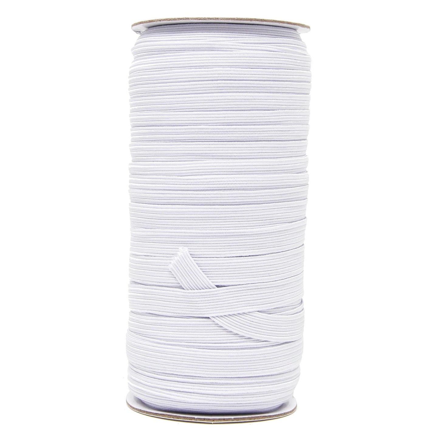 Mandala Crafts 10mm 50 Yds Roll of White Elastic Bands for Sewing - 3/8 Flat Elastics Cord - 3 8 Inch Braided Stretch Straps for Crafting